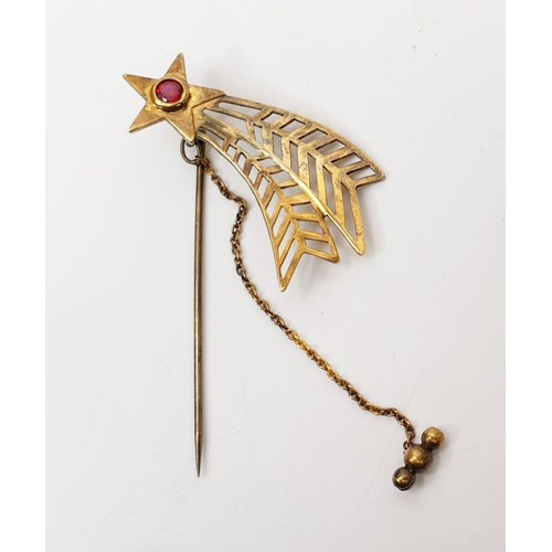 25 - A 925 silver gilt shooting star pendant set with a ruby together with a silver pendant and a silver ... 