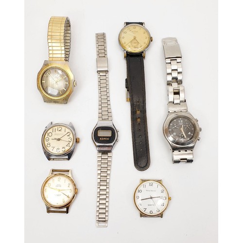35 - A selection of vintage men's watches including Paketa, working order, quartz Philip Mercier and Swat... 