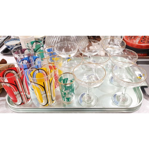 142 - Babycham glasses and retro tumblers. No shipping. Arrange collection or your own packer and shipper,... 