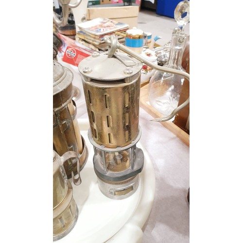 165 - Two vintage lamps and a miner's lamp. No shipping. Arrange collection or your own packer and shipper... 