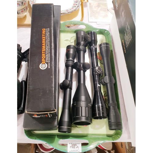 188A - Four rifle scopes. UK shipping £14.