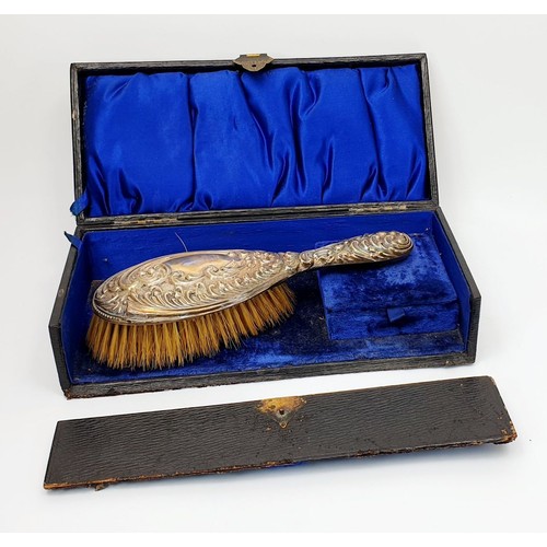 5 - A hallmarked silver backed dressing table brush, Chester 1905. UK shipping £14.