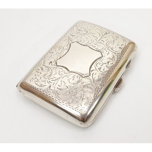 50 - A hallmarked silver cigarette case, Birmingham 1919, width 3.25