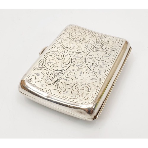 50 - A hallmarked silver cigarette case, Birmingham 1919, width 3.25