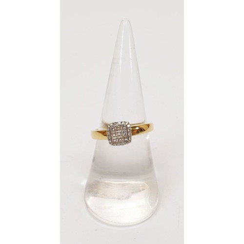 27 - A hallmarked 18ct gold diamond set ring, size M/N, gross weight 3.9g. UK shipping £14.