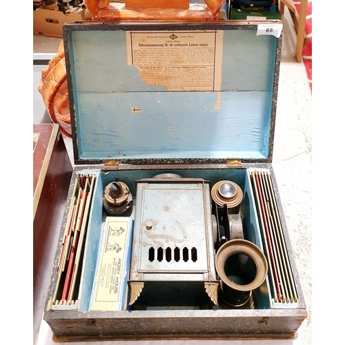 65 - An antique magic lantern with slides including Walt Disney. No shipping. Arrange collection or your ... 