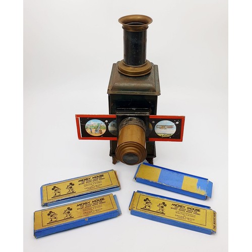 65 - An antique magic lantern with slides including Walt Disney. No shipping. Arrange collection or your ... 