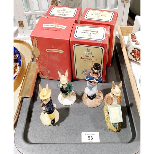 93 - Four boxed Royal Doulton Bunnykins figures. UK shipping £14.