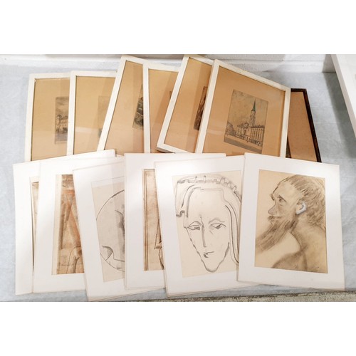 280 - A selection of pictures, etching and drawings including Dominic Fels. No shipping. Arrange collectio... 