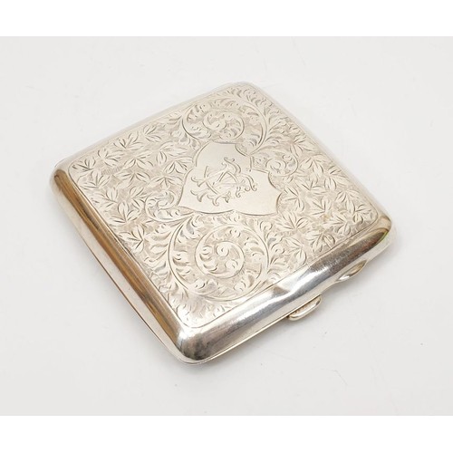 27 - A hallmarked silver cigarette case, length 3.75