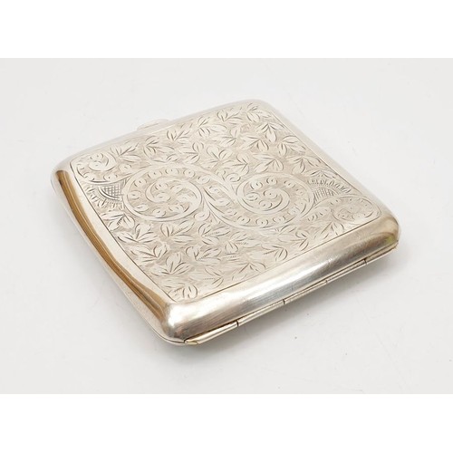 27 - A hallmarked silver cigarette case, length 3.75