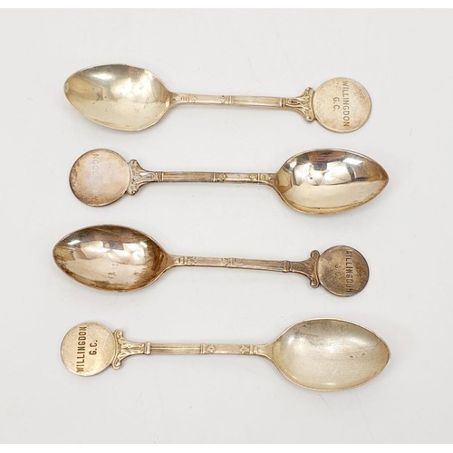 32 - Four silver hallmarked spoons relating to Willingdon Golf Club, weight 62g, Birmingham 1990 and 1991... 