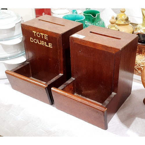 56 - Two mahogany club voting boxes, height 9