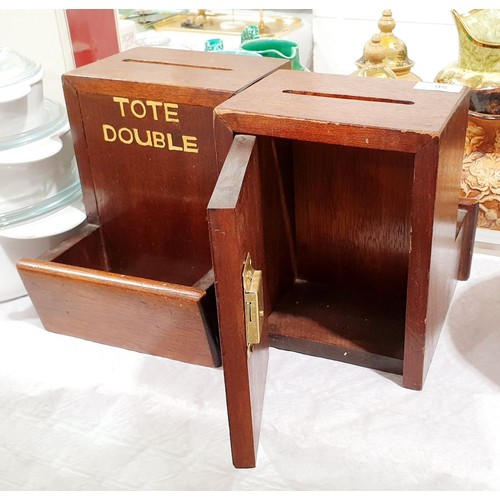 56 - Two mahogany club voting boxes, height 9