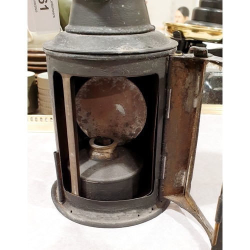 61 - An antique railway spirit burning lamp by The Lamp Manufacturing Co. Ltd., London, height 12