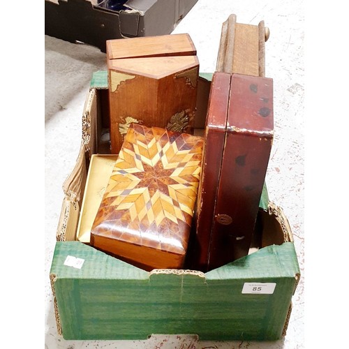 85 - A box of vintage and later boxes. UK shipping £14.