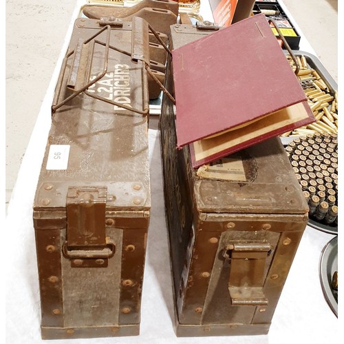 95 - Two wooden ammunition crates, length 16