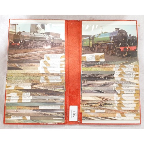 107 - An album of vintage steam train postcards. UK shipping £14.