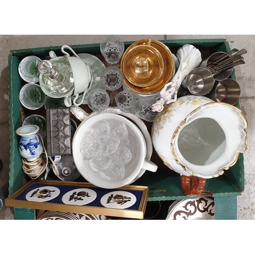 122 - Three boxes of glass, china and assorted. No shipping. Arrange collection or your own packer and shi... 