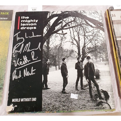 141 - Ten vinyl LPs including World Without End by The Mighty Lemon Drops signed copy. UK shipping £14.