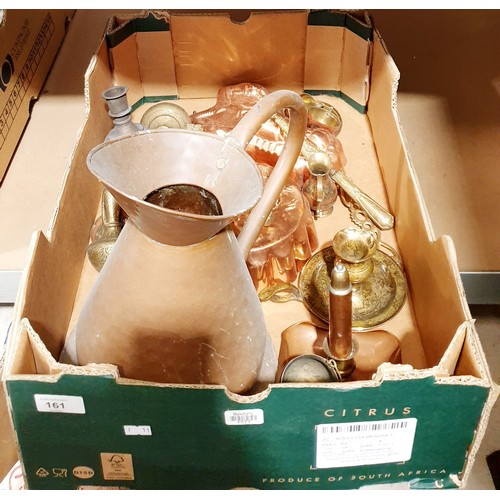 161 - A box of metal ware including vintage food moulds. No shipping. Arrange collection or your own packe... 