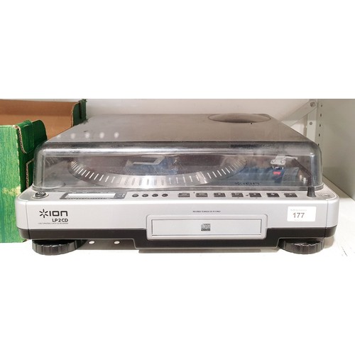 177 - An Ion LP2CD turntable. No shipping. Arrange collection or your own packer and shipper, please. Elec... 