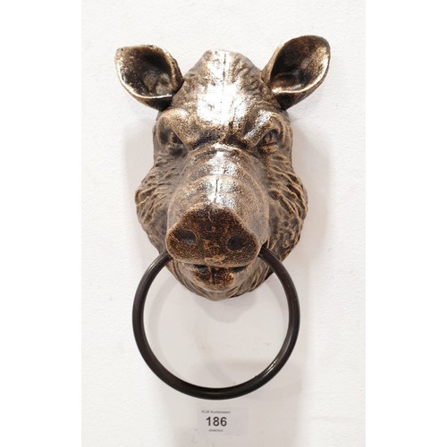 186 - A cast iron boar's head, length 10