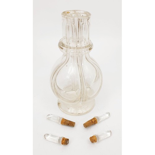 217 - A vintage, possibly French, four chamber decanter, A/F, height 7