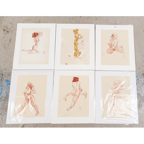 236 - Maurice Colasson (1911-1992): six mounted pen and ink studies of nudes, each stamped, 15.5