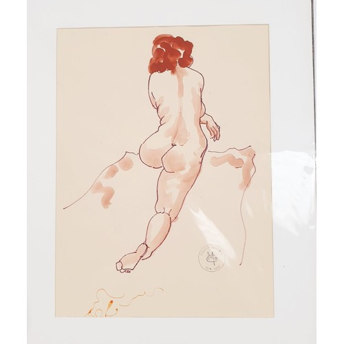 236 - Maurice Colasson (1911-1992): six mounted pen and ink studies of nudes, each stamped, 15.5