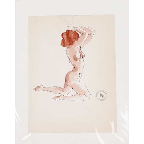 236 - Maurice Colasson (1911-1992): six mounted pen and ink studies of nudes, each stamped, 15.5