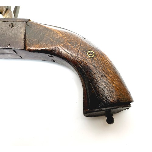 79 - A 19th century double barrel pin fire pistol, length 10.25