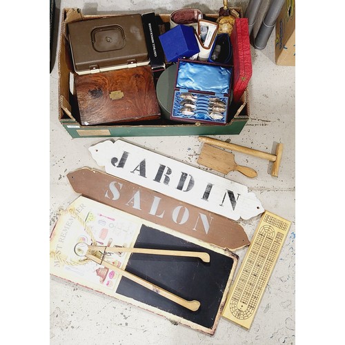 123 - A box including an antique workbox and assorted. No shipping. Arrange collection or your own packer ... 