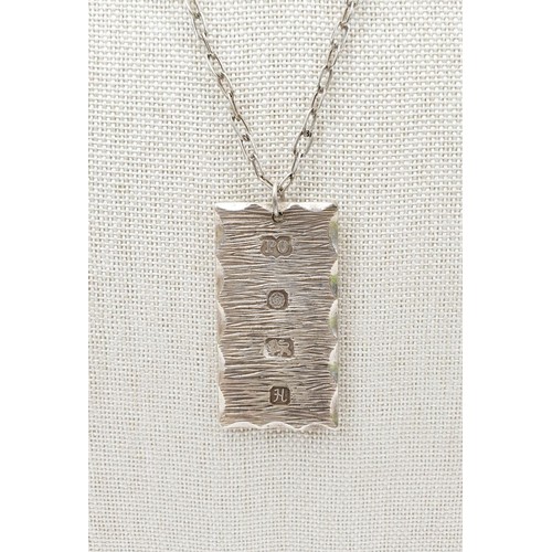 3 - A hallmarked silver ingot pendant on a silver chain, weight 26g, Sheffield 1982. UK shipping £14.