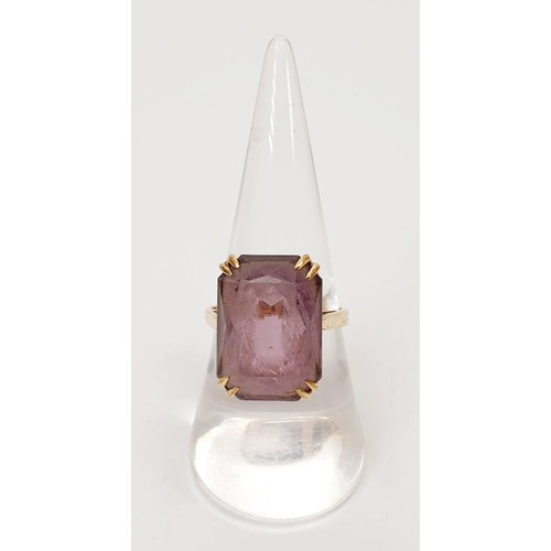 18 - A 9ct gold ring set with an amethyst, gross weight 5.3g, size P/Q. UK shipping £14.