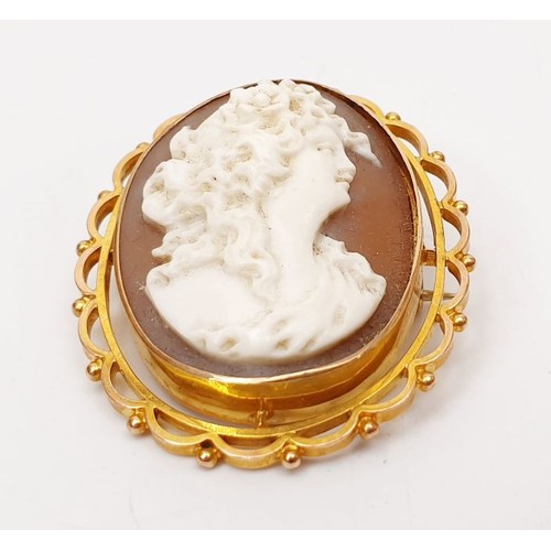 23 - An antique cameo brooch in a 9ct gold mount, gross weight 9.8g, length 1.5