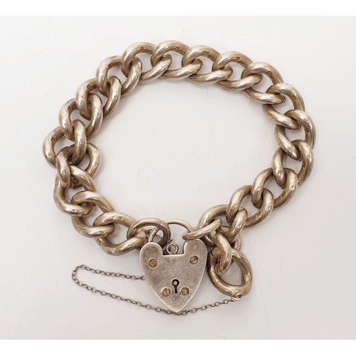 28 - A hallmarked silver padlock bracelet, weight 57g, Birmingham 1968. UK shipping £14.