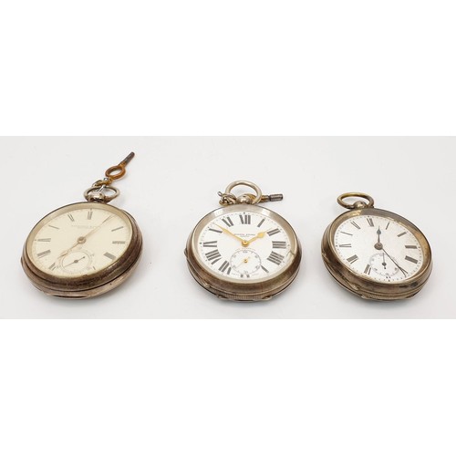 52 - Three silver cased antique pocket watches, each A/F, the largest diameter 2.25