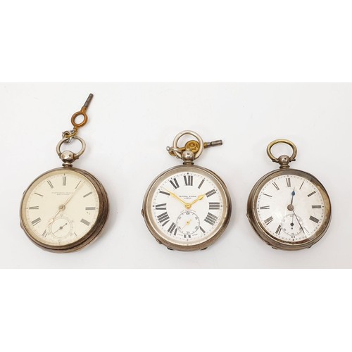 52 - Three silver cased antique pocket watches, each A/F, the largest diameter 2.25