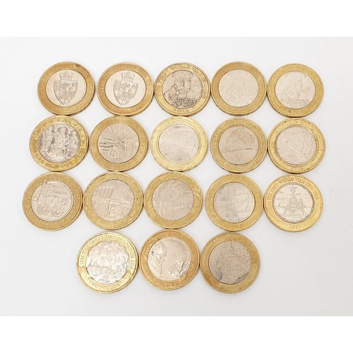 64 - Eighteen collectable £2 coins including Darwin, HMS Belfast and Brunel. UK shipping £14.