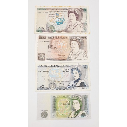 68 - A set of four Bank of England notes, Shakespeare £20, Florence Nightingale £10, Duke of Wellington £... 