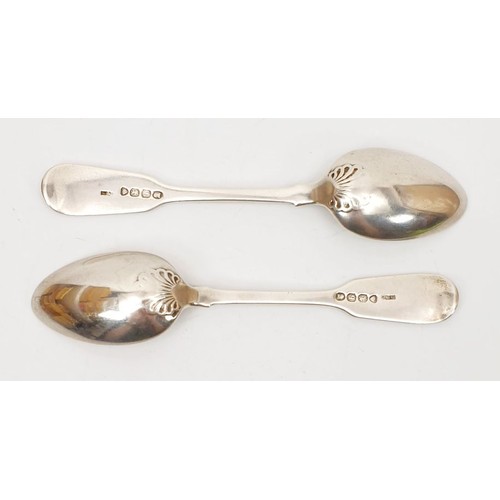 46 - Two Georgian hallmarked silver spoons with shell motifs, weight 59g, London 1831. UK shipping £14.