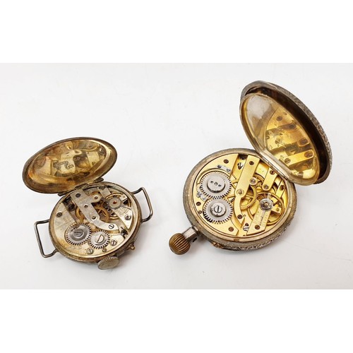 55 - A silver cased wrist watch and fob watch together with an antique box. UK shipping £14.