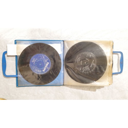 78 - A The Beatles Pyx Blue singles carry case with sixteen 7