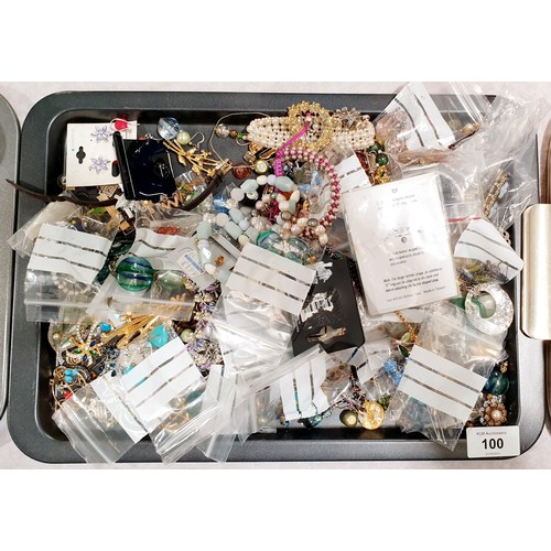 100 - A tray of costume jewellery some new in packet. UK shipping £14.