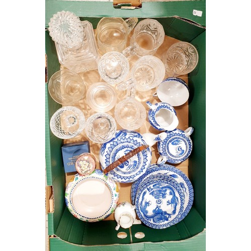 116 - A box of glass and china including Poole. No shipping. Arrange collection or your own packer and shi... 