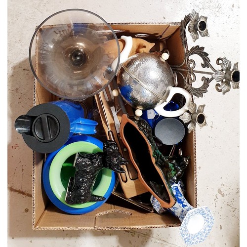 141 - A box of glass, ceramics and assorted. No shipping. Arrange collection or your own packer and shippe... 