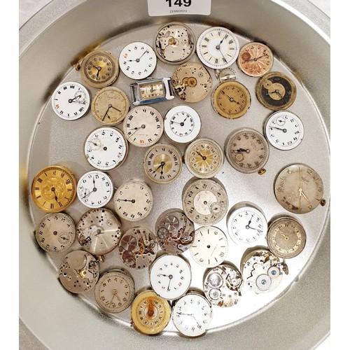 149 - A selection of antique and later wrist watch and fob watch movements. UK shipping £14.