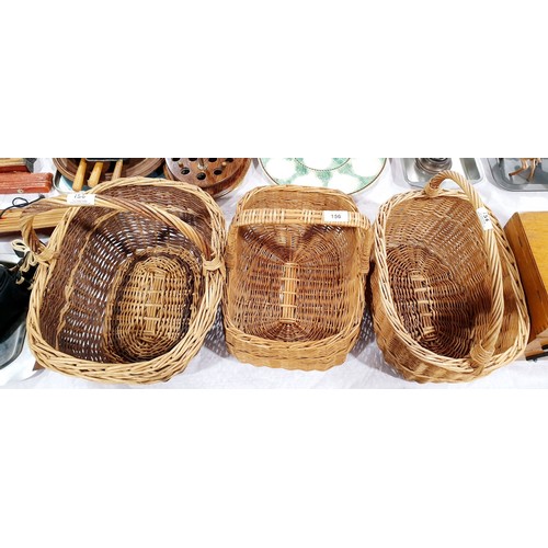 156 - Three vintage wicker hand baskets. No shipping. Arrange collection or your own packer and shipper, p... 