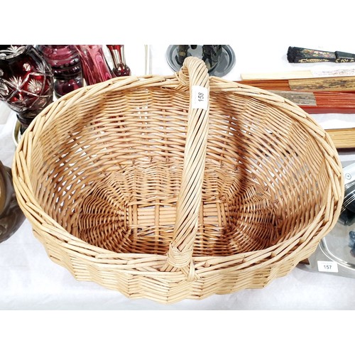 158 - A large vintage wicker hand basket, length 20.5